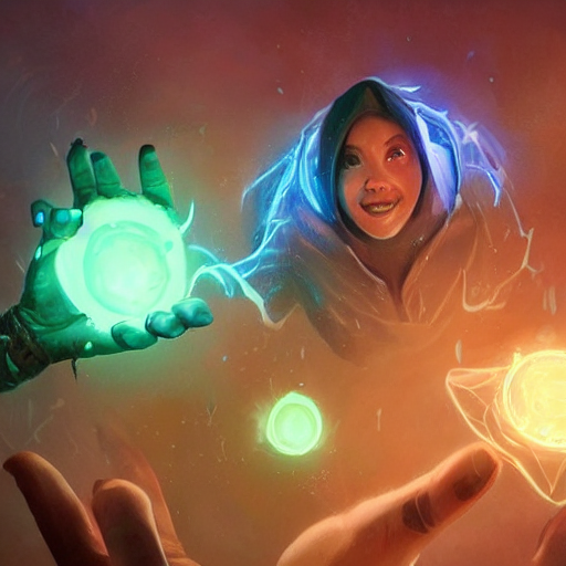 Stable Diffusion prompt: glowing magic hands with fingers...