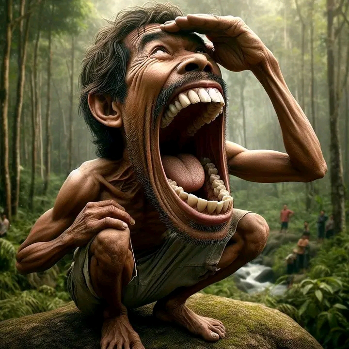 AI generated: DALL·E prompt: an Indonesian guy, opened his mouth as wide as pos... (DALL·E - Concept Art)