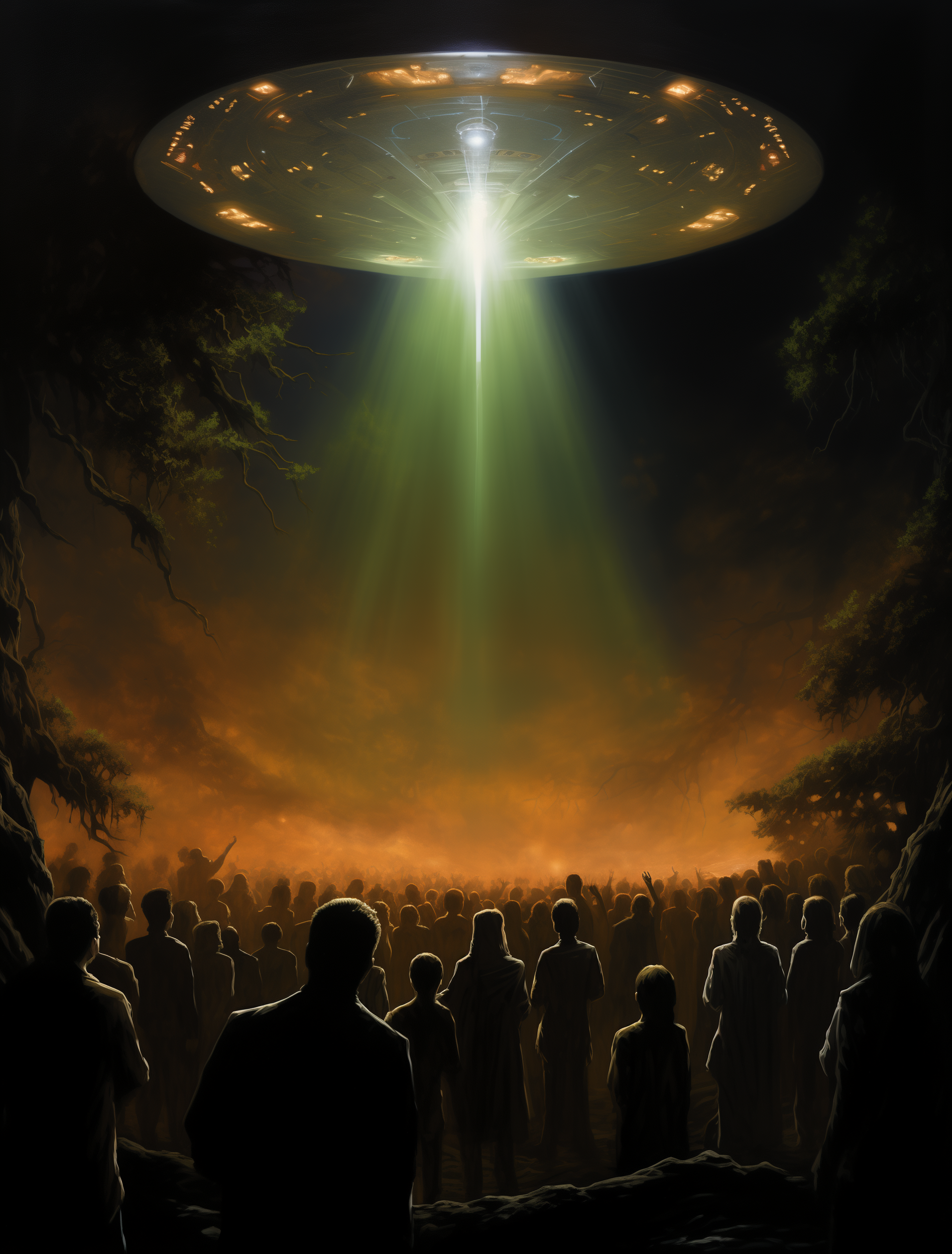 AI generated: Midjourney prompt: An alien spaceship with aliens standing on it, in ... (Midjourney - Concept Art)