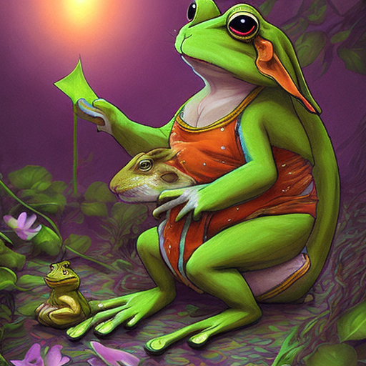 Openjourney prompt: a rabbit combined with a frog, colorf...