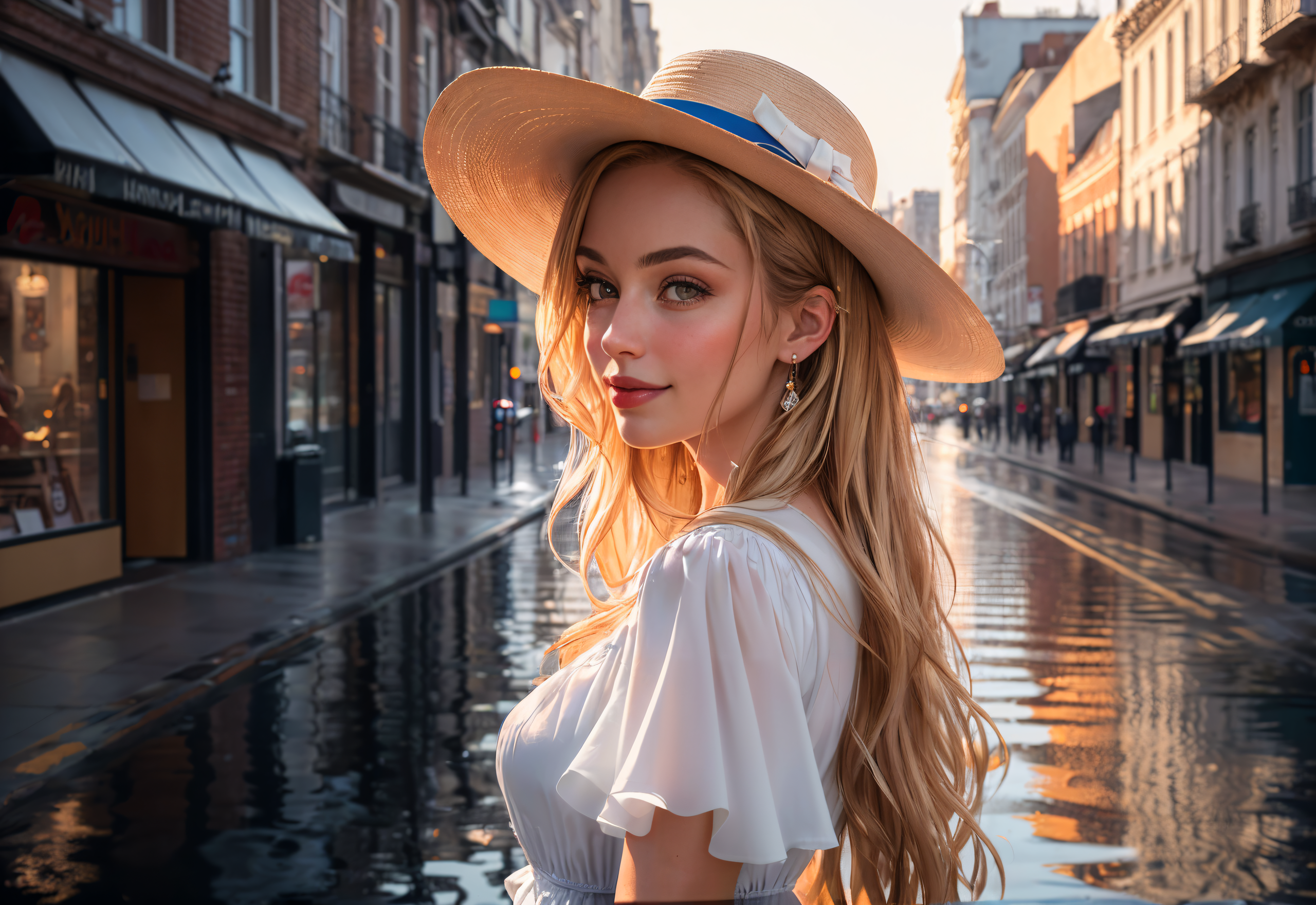 AI generated: Blonde in Hat (DreamShaper - Photography)