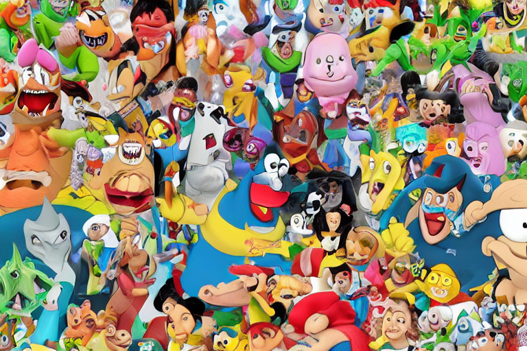Stable Diffusion prompt: A group of cartoon characters, f...