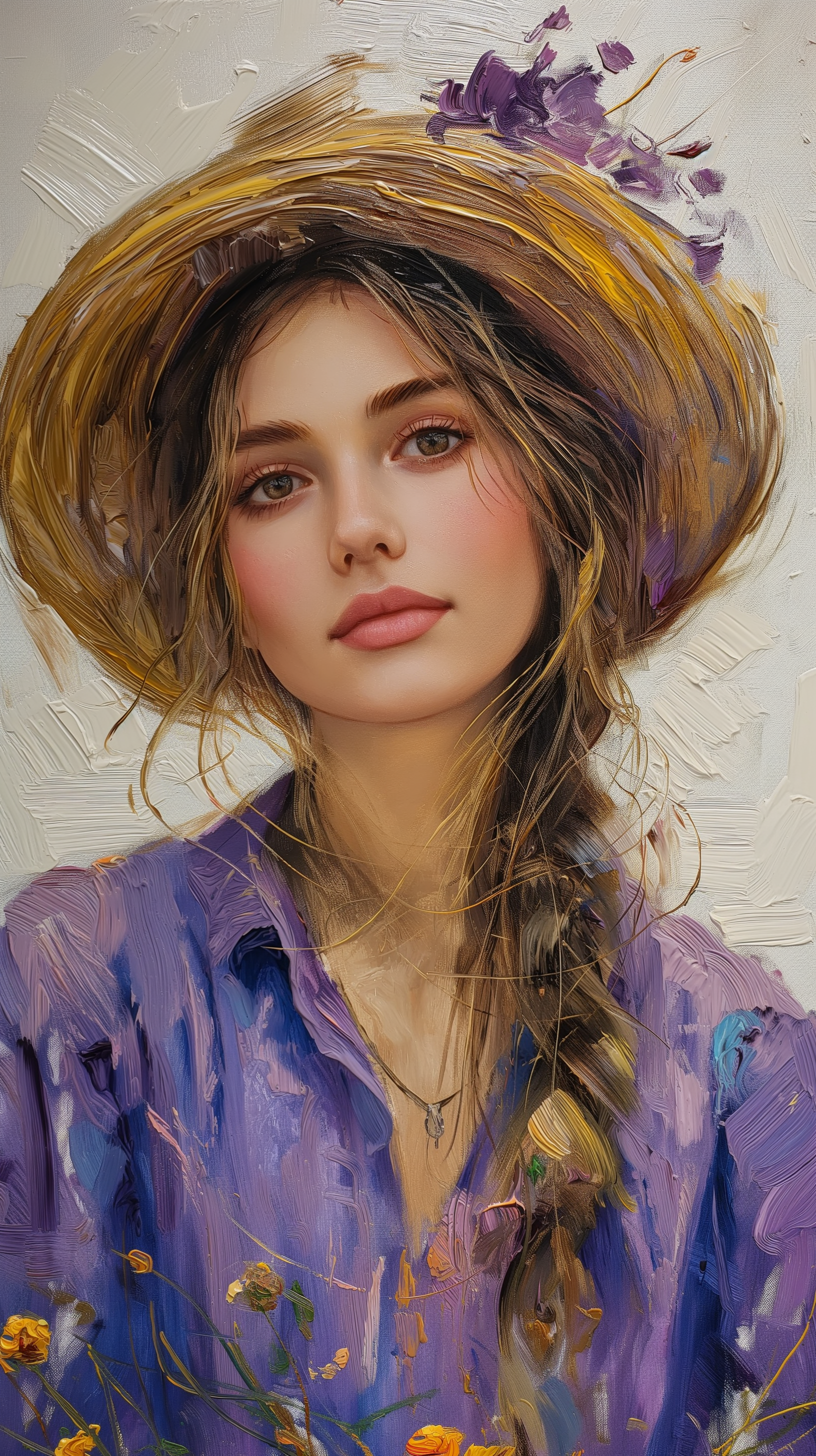 Midjourney prompt: a stunning oil painting on canvas of a beautiful w... - Midjourney