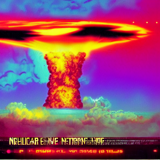 Stable Diffusion prompt: nuclear explosion retrowave