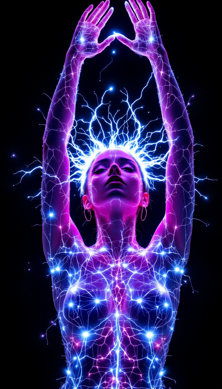 صورة مولدة بالذكاء الاصطناعي: FLUX prompt: A captivating 21 year old woman, extends her hands... (نموذج FLUX - صور شخصية)