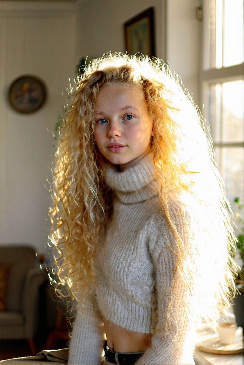 Stable Diffusion prompt: lovely girl with long blonde curly soft hair, wear... - Stable Diffusion