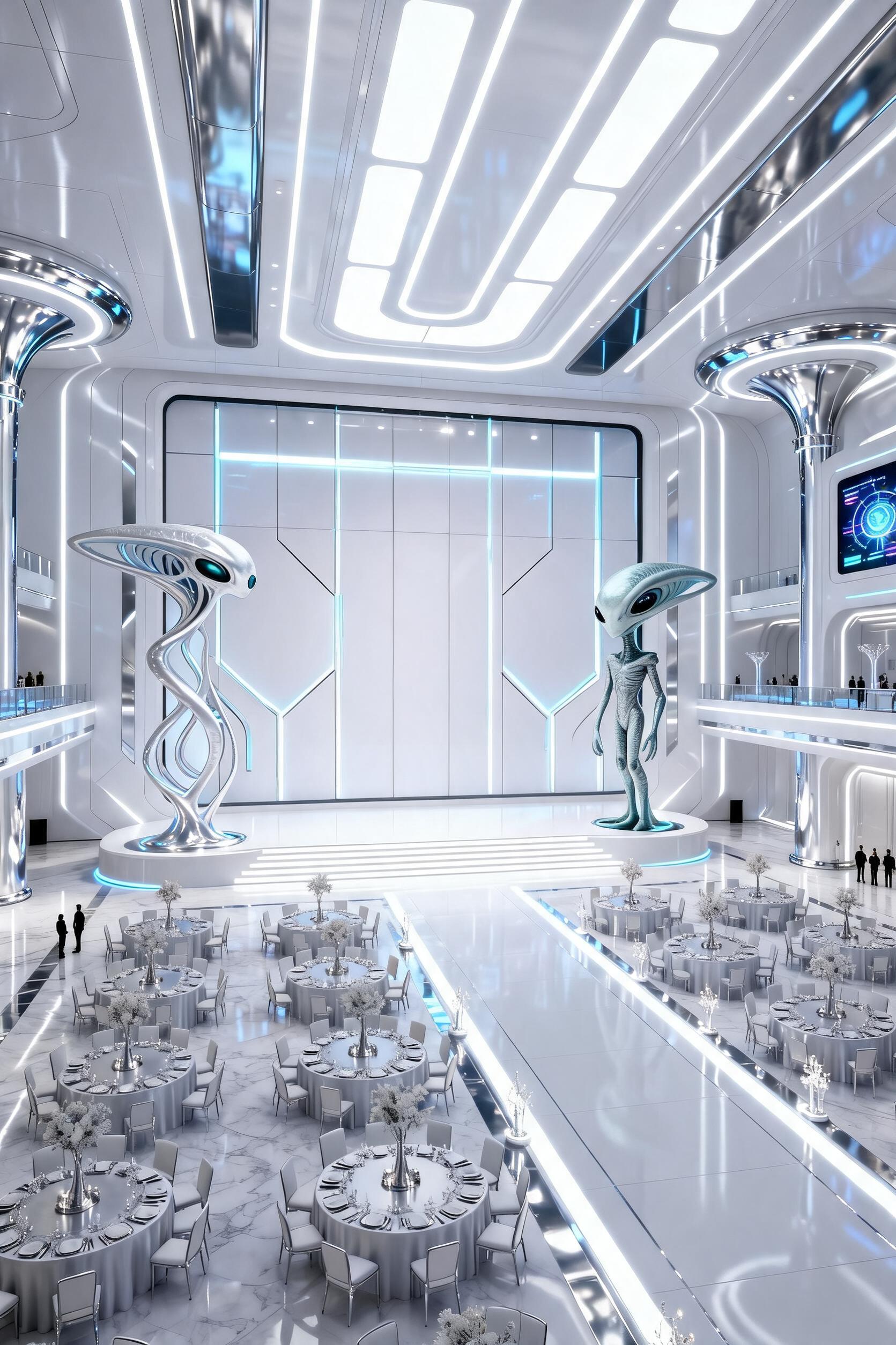 صورة مولدة بالذكاء الاصطناعي: أمر Seedream 5: أنشئ صورة لتصميم داخلي مستقبلي لمدينة لونا... (نموذج Seedream 5 - فن مفاهيمي)