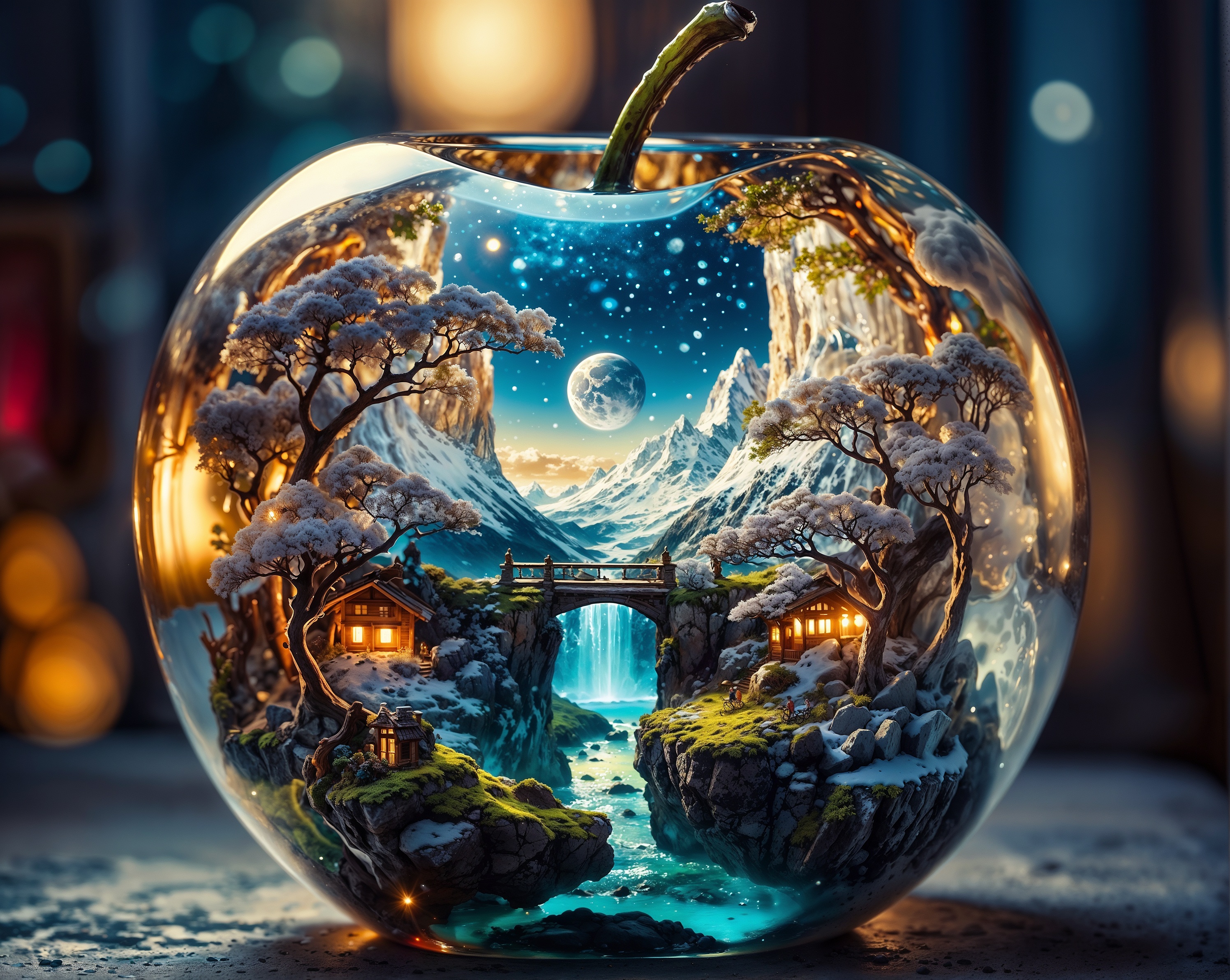 AI generated: Glass Apple Wonder (SD XL - Photography)