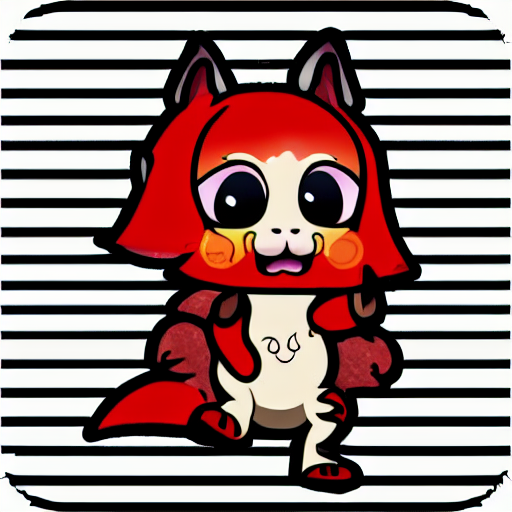 Stable Diffusion prompt: funny sticker of a red chibi cut...