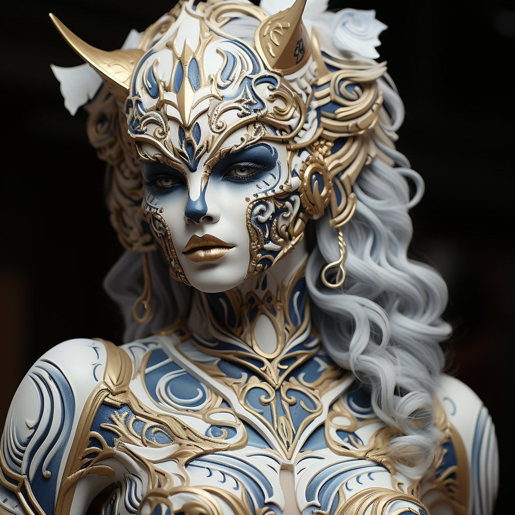 Midjourney prompt: art of fantasy wolf face art, in the style of baro... - Midjourney