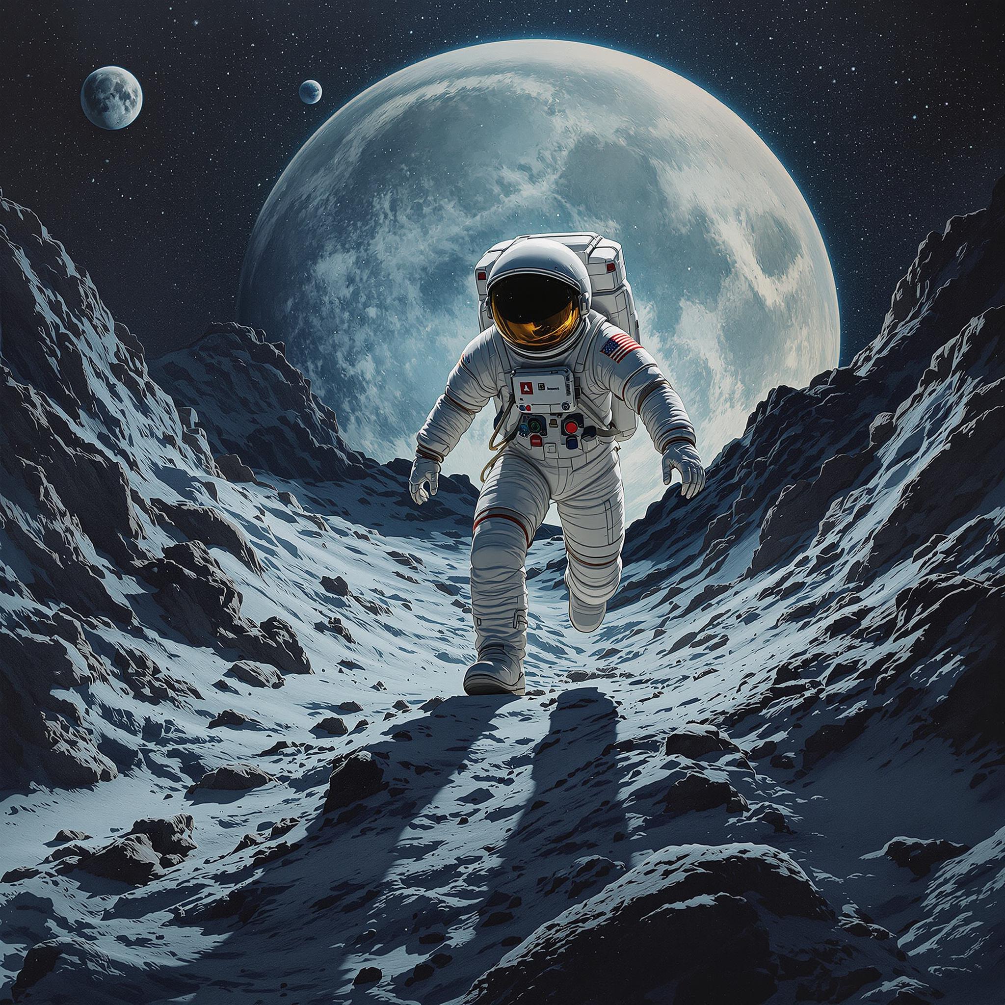 FLUX prompt: Astronaut in the moon, cold color palette, muted c... - FLUX