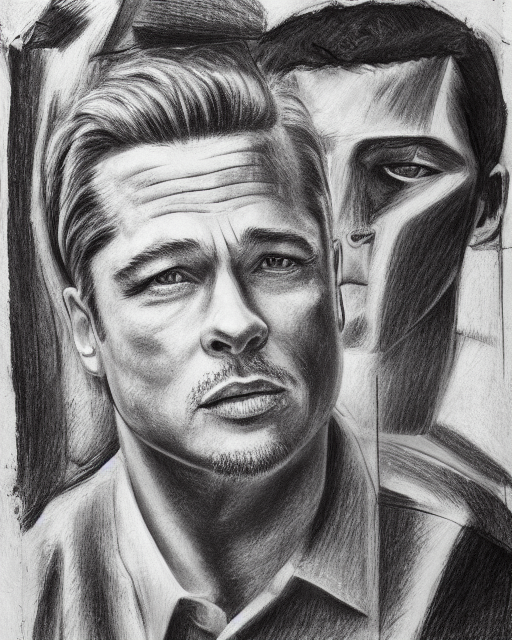 Stable Diffusion prompt: portrait of a mix of Brad Pitt a...