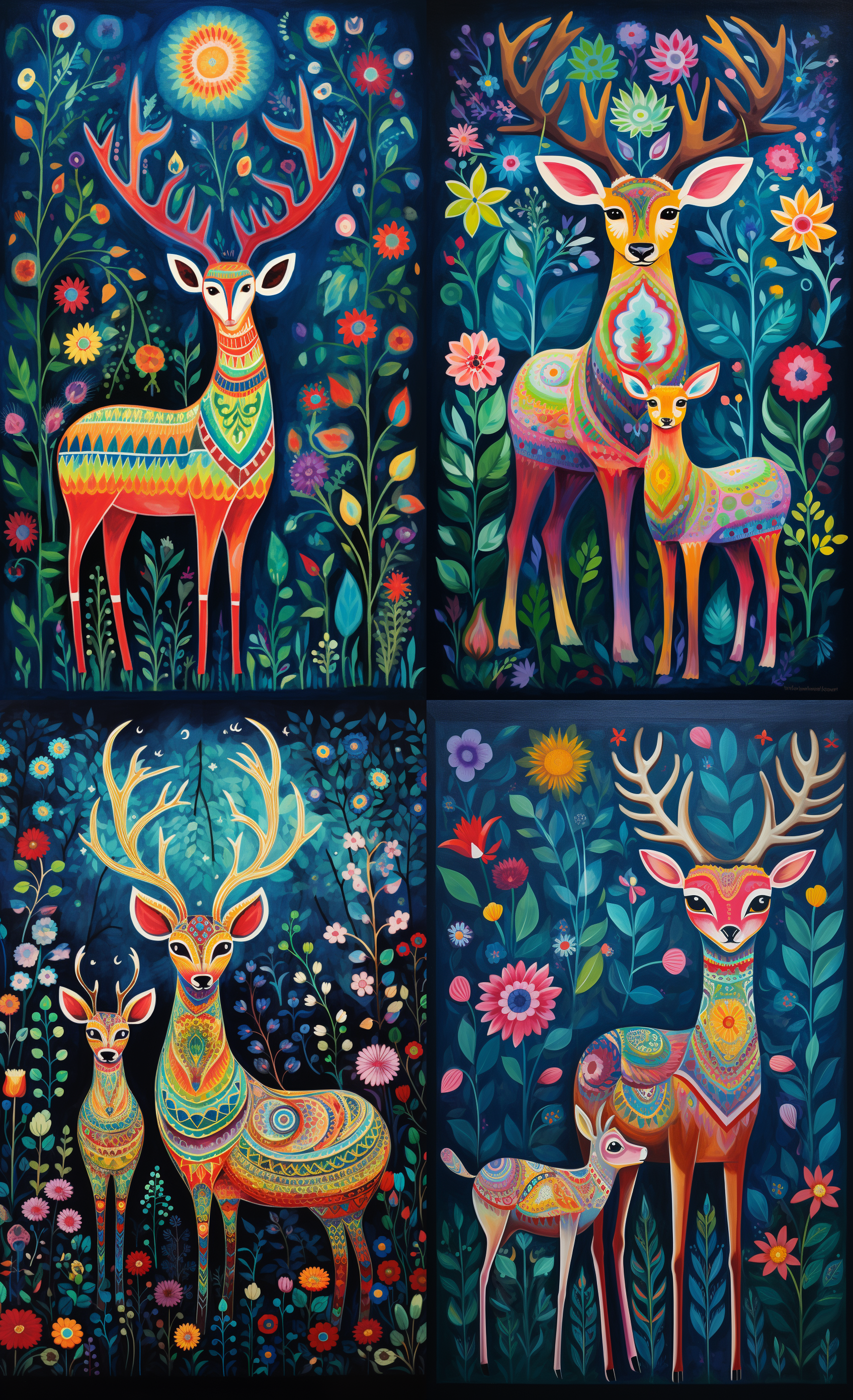 صورة مولدة بالذكاء الاصطناعي: Midjourney prompt: A blue deer with rainbow eyes and colorful stars, ... (نموذج Midjourney - فن مفاهيمي)