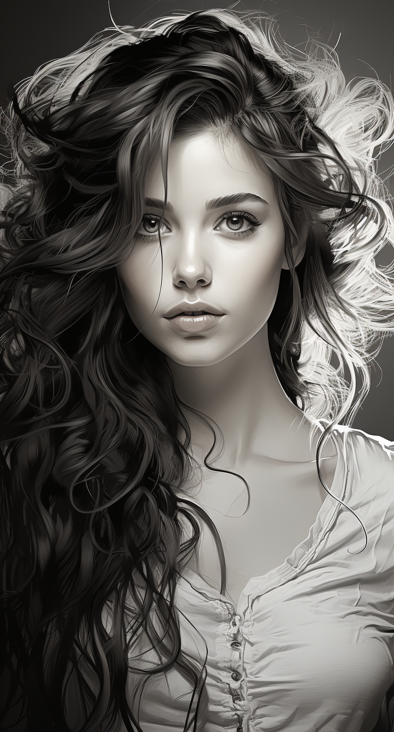 AI generated: Midjourney prompt: free pencil drawings, in the style of beautiful wo... (Midjourney - Portraits)