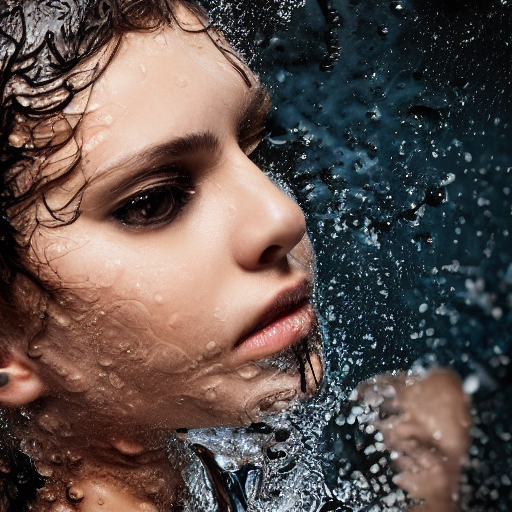 Stable Diffusion prompt: Brunette woman, wet brown hair,