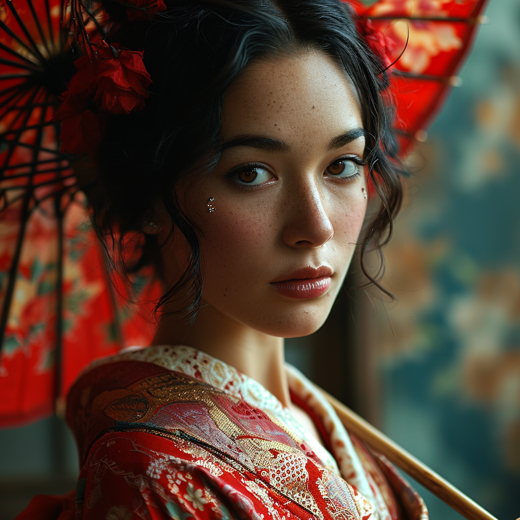 Midjourney prompt: stunning photograph of a beautiful Japanese woman,... - Midjourney
