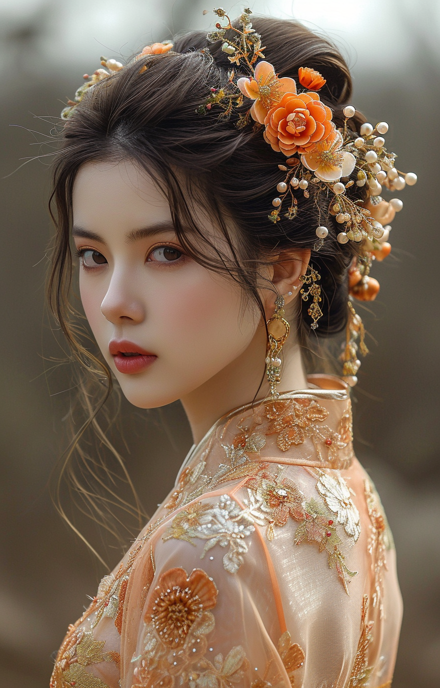 Midjourney prompt: chinese imperial bride hair accessories, in the st... - Midjourney