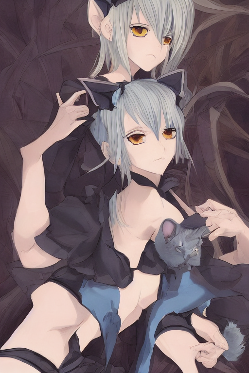 Stable Diffusion prompt: anime girl with cat ears and blu...