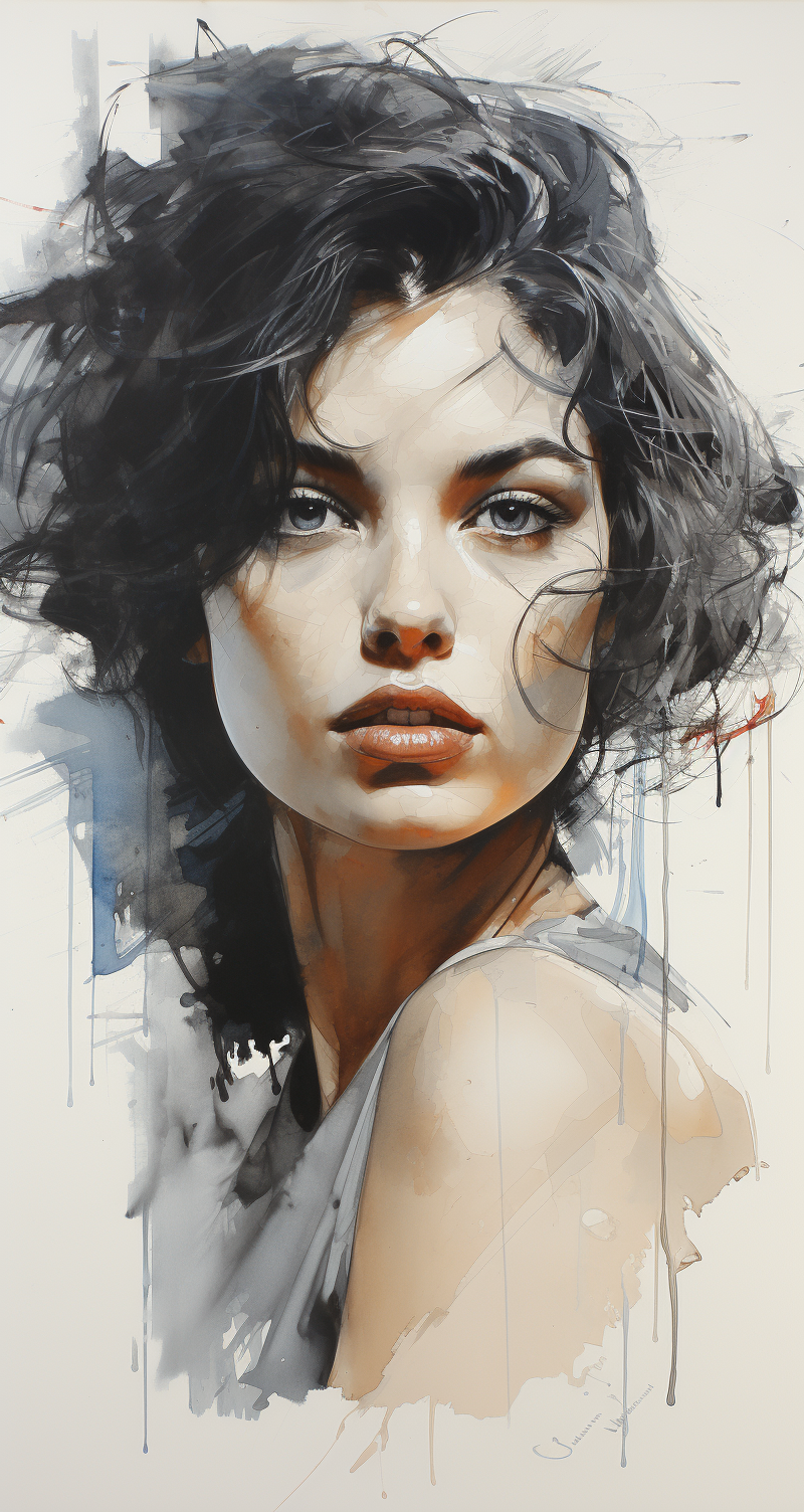 AI generated: Midjourney prompt: drawing of a beautiful woman in a portrait sketchb... (Midjourney - Portraits)
