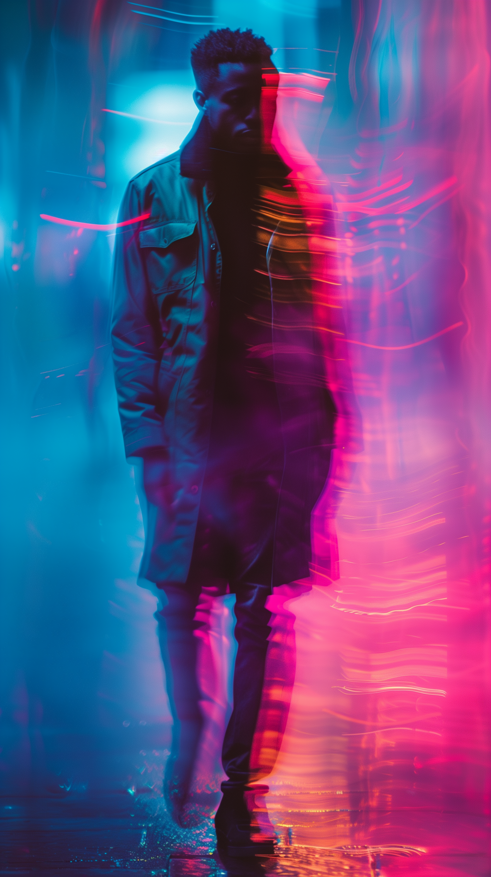 Midjourney prompt: photography, full-body, street wearing, dynamic po... - Midjourney