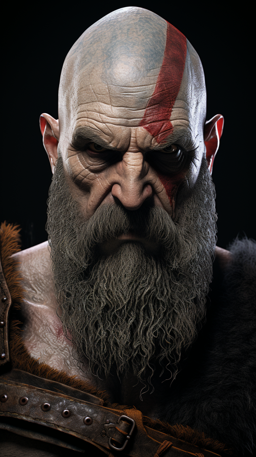 AI generated: Midjourney prompt: Hyper realistic God of War character design, Krato... (Midjourney - Concept Art)