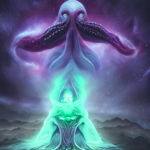 Stable Diffusion prompt: cosmic cthulhu in dark space, ne...