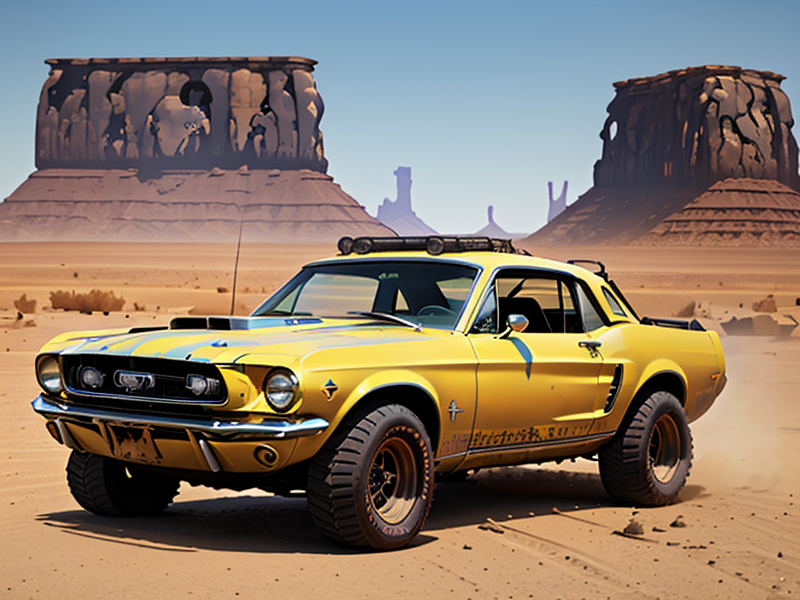 Stable Diffusion prompt: one damaged 1967 Ford Mustang,