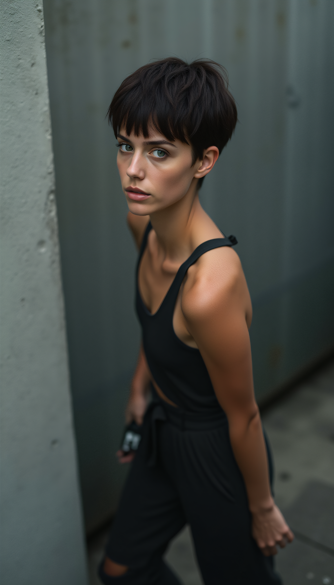 FLUX prompt: beauty, Brutalist high Fashion high angle photo of... - FLUX