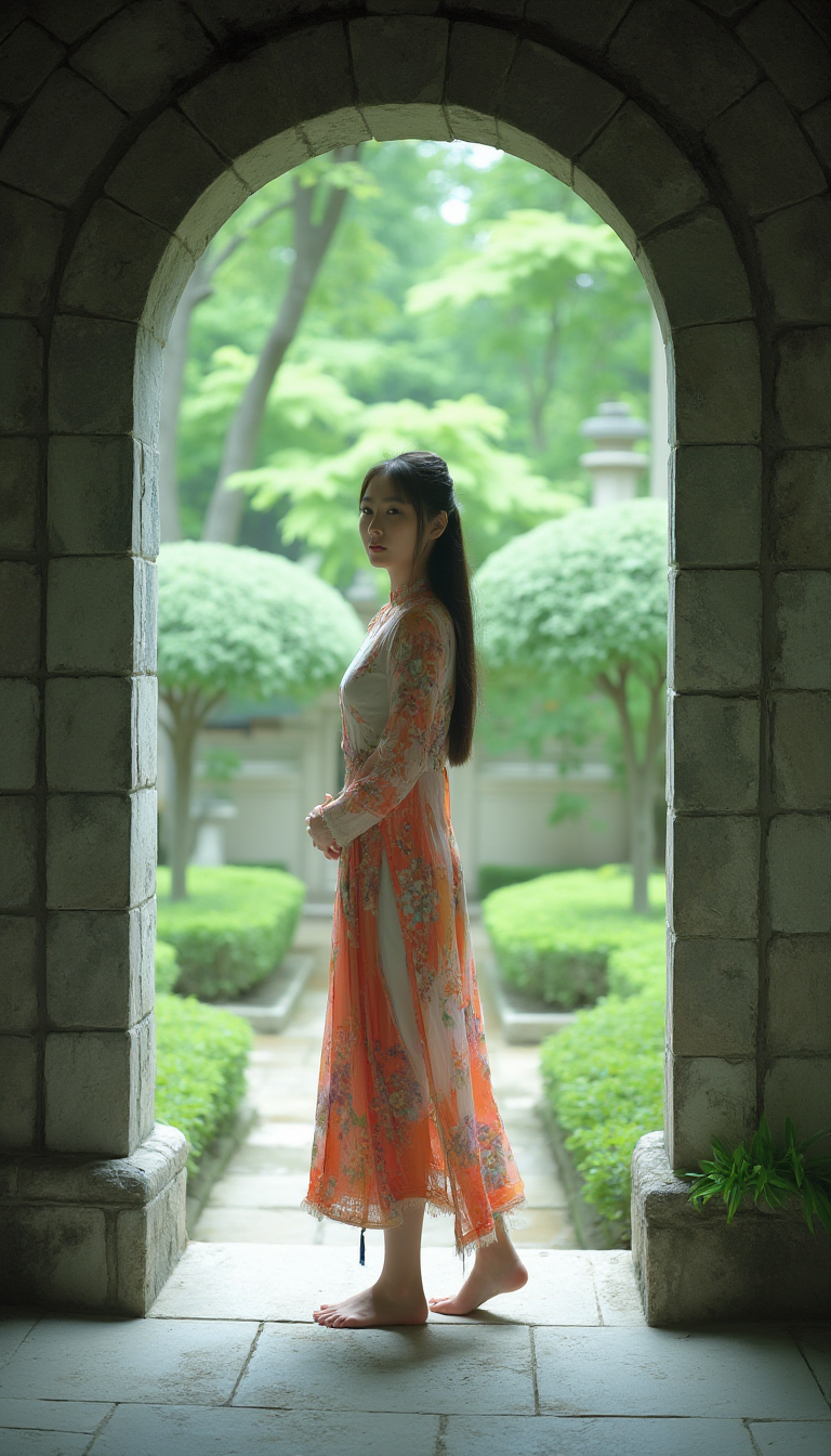 FLUX prompt: In the tranquil setting of a stone archway, a youn... - FLUX