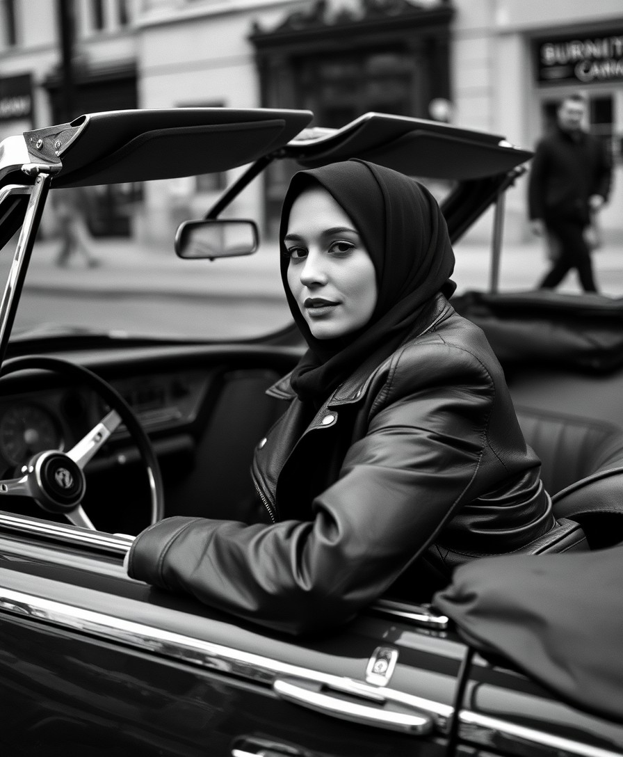 FLUX prompt: Black and white street photography of an attractiv... - FLUX
