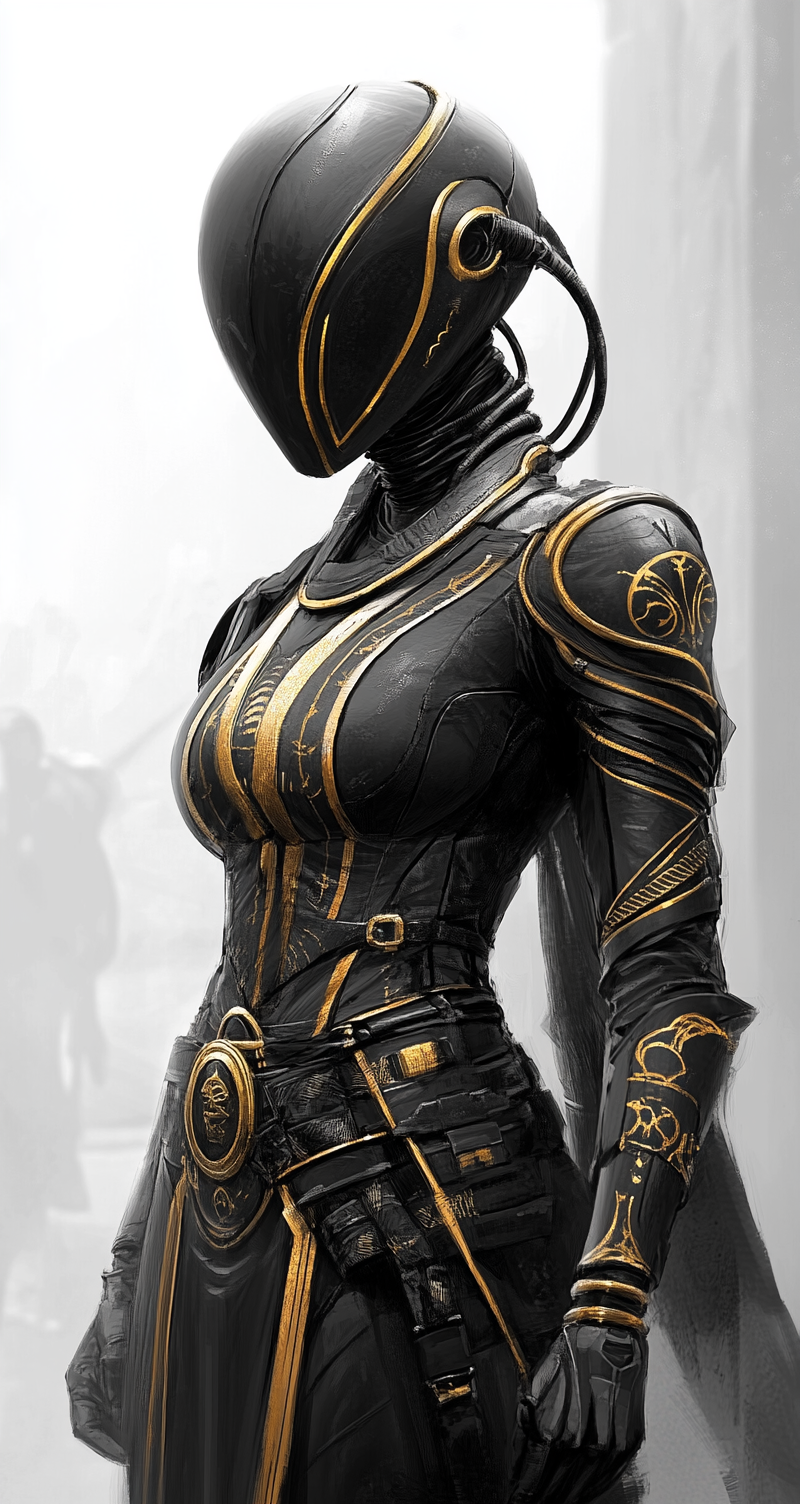 صورة مولدة بالذكاء الاصطناعي: Midjourney prompt: female alien, side view, entire body, realism, gri... (نموذج Midjourney - صور شخصية)