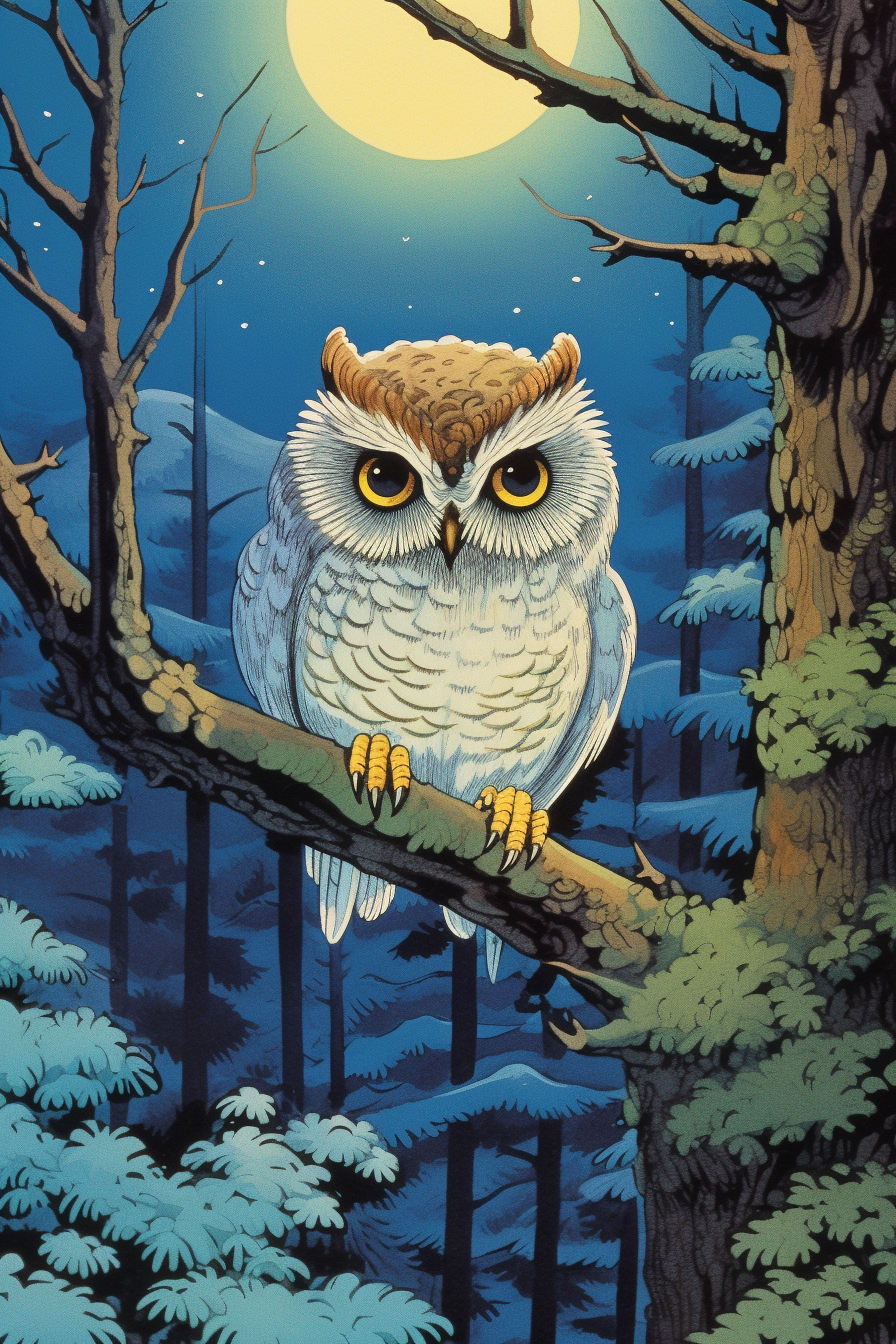 صورة مولدة بالذكاء الاصطناعي: Midjourney prompt: Tranquil, wise owl, painting a serene artwork, wit... (نموذج Midjourney - صور شخصية)