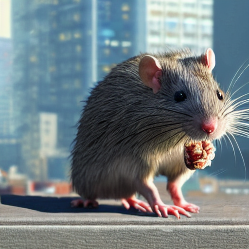 Stable Diffusion prompt: giant rat destroying a city