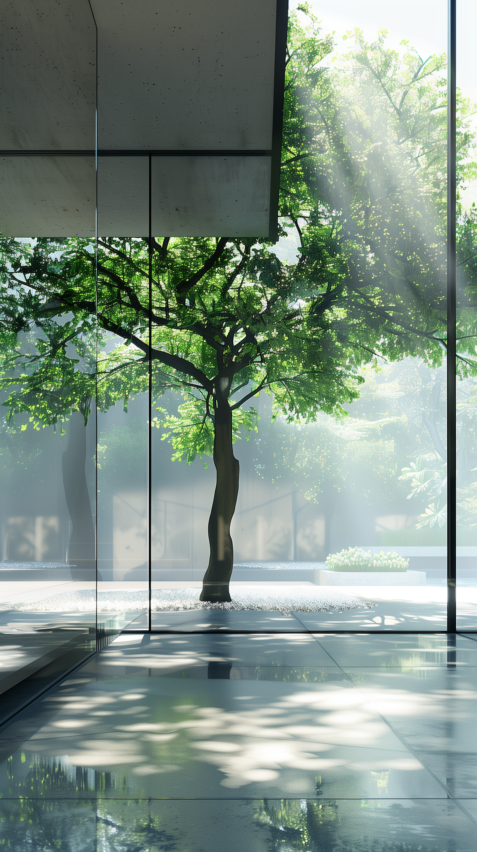 AI generated: Midjourney prompt: photorealism, eye-level view, modern architectural... (Midjourney - Interior Design)