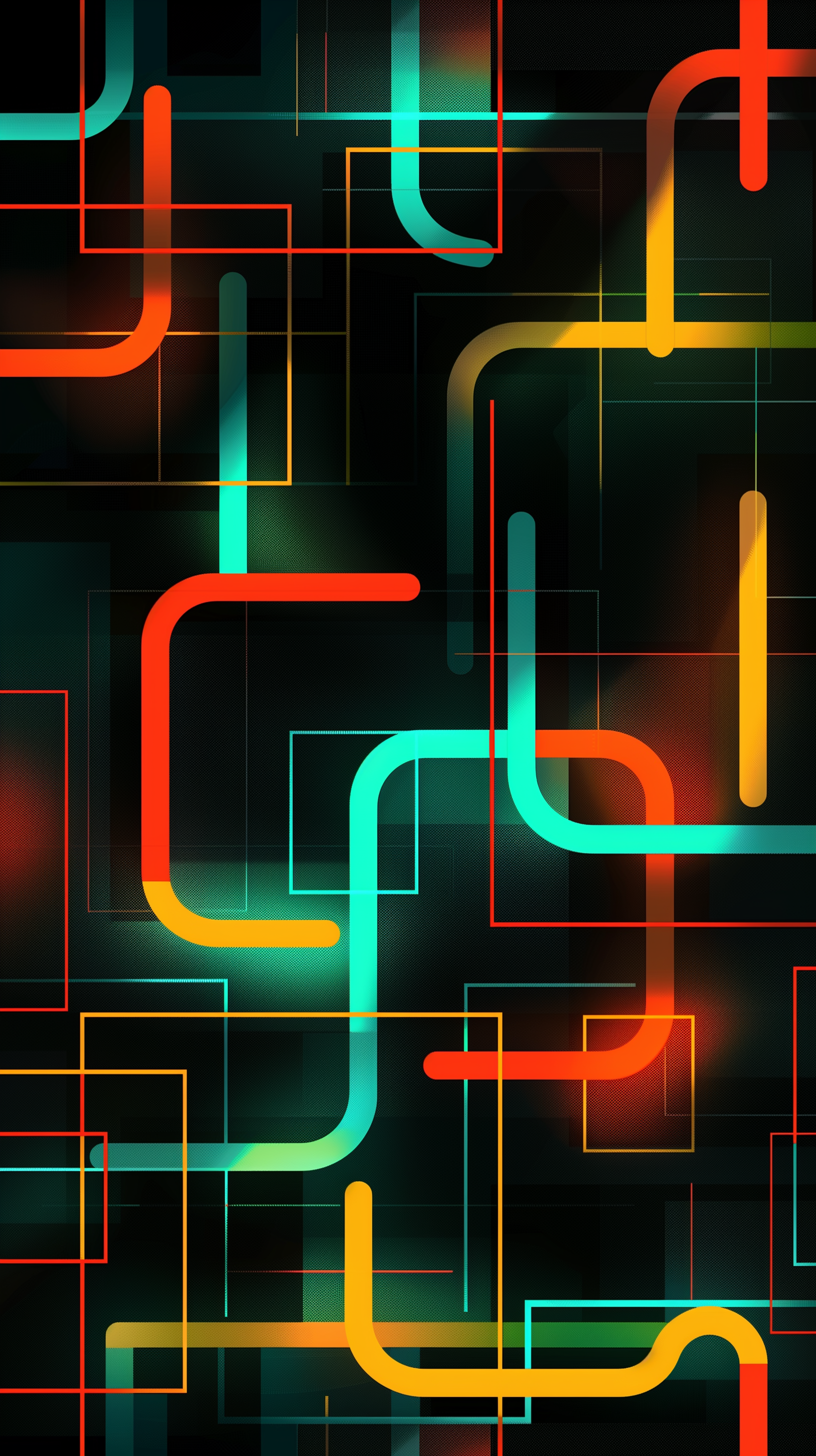 صورة مولدة بالذكاء الاصطناعي: Midjourney prompt: vibrant wallpaper design, geometric simple shapes ... (نموذج Midjourney - فن مفاهيمي)