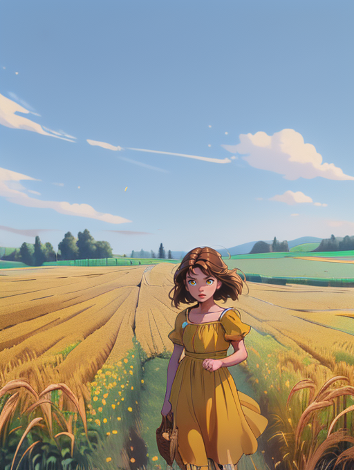 صورة مولدة بالذكاء الاصطناعي: ToonYou prompt: A young girl in a yellow dress in a wheat field, l... (نموذج ToonYou - أنمي)