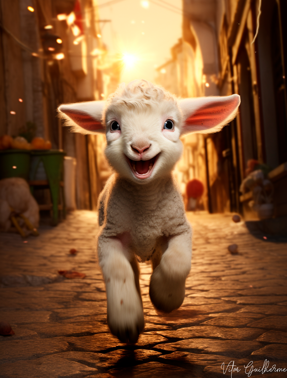 AI generated: Midjourney prompt: a baby lamb running and laughing, streets of jerus... (Midjourney - Portraits)