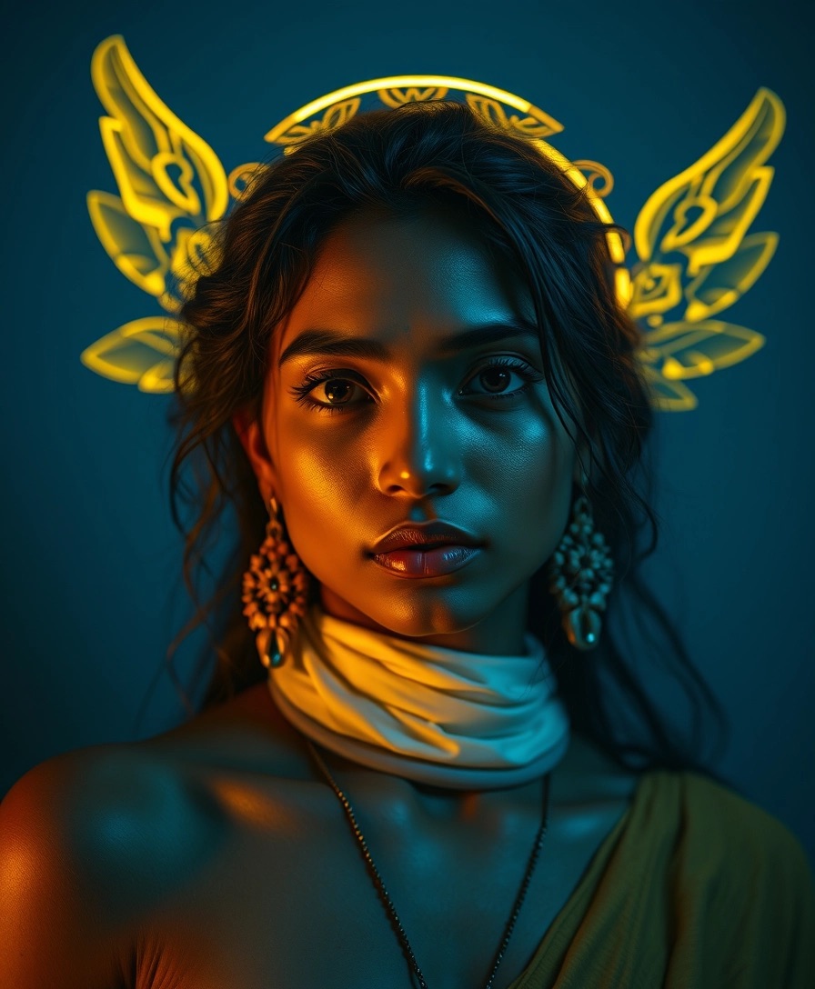 AI generated: FLUX prompt: A color-graded, cinematic portrait of an Indian wo... (FLUX - Portraits)