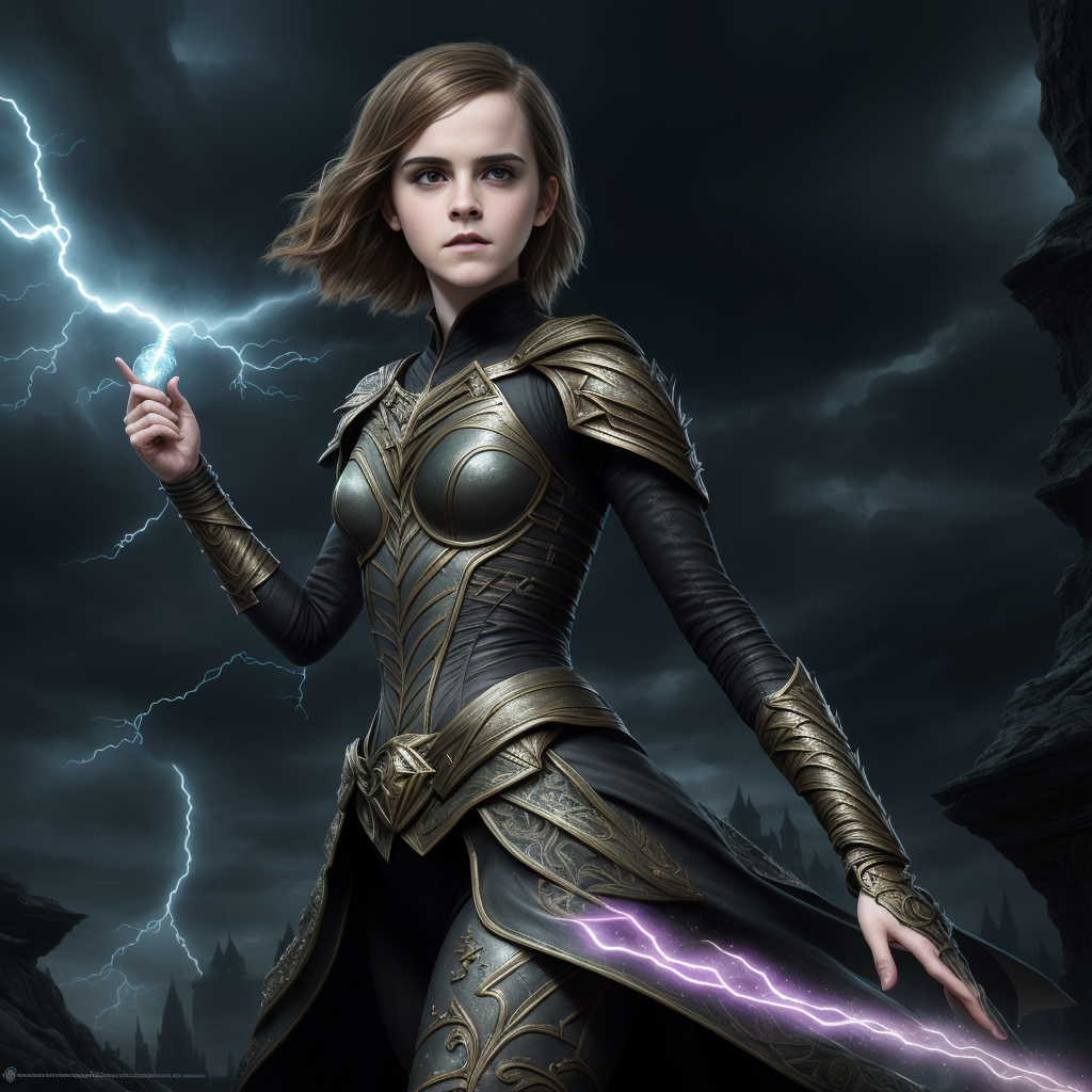 Stable Diffusion prompt: Emma Watson as a powerful myster...