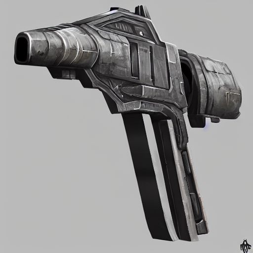 Stable Diffusion prompt: weapon design, a handsome pistol...