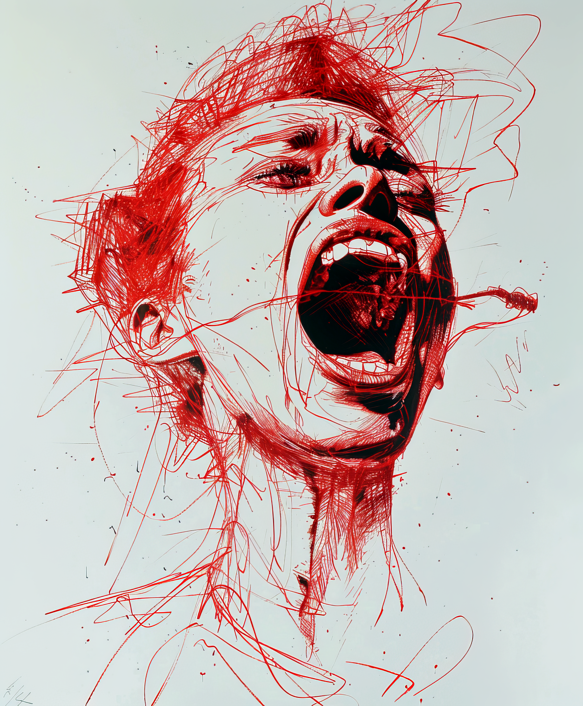 AI generated: Scribbles of red lines (Midjourney - Concept Art)