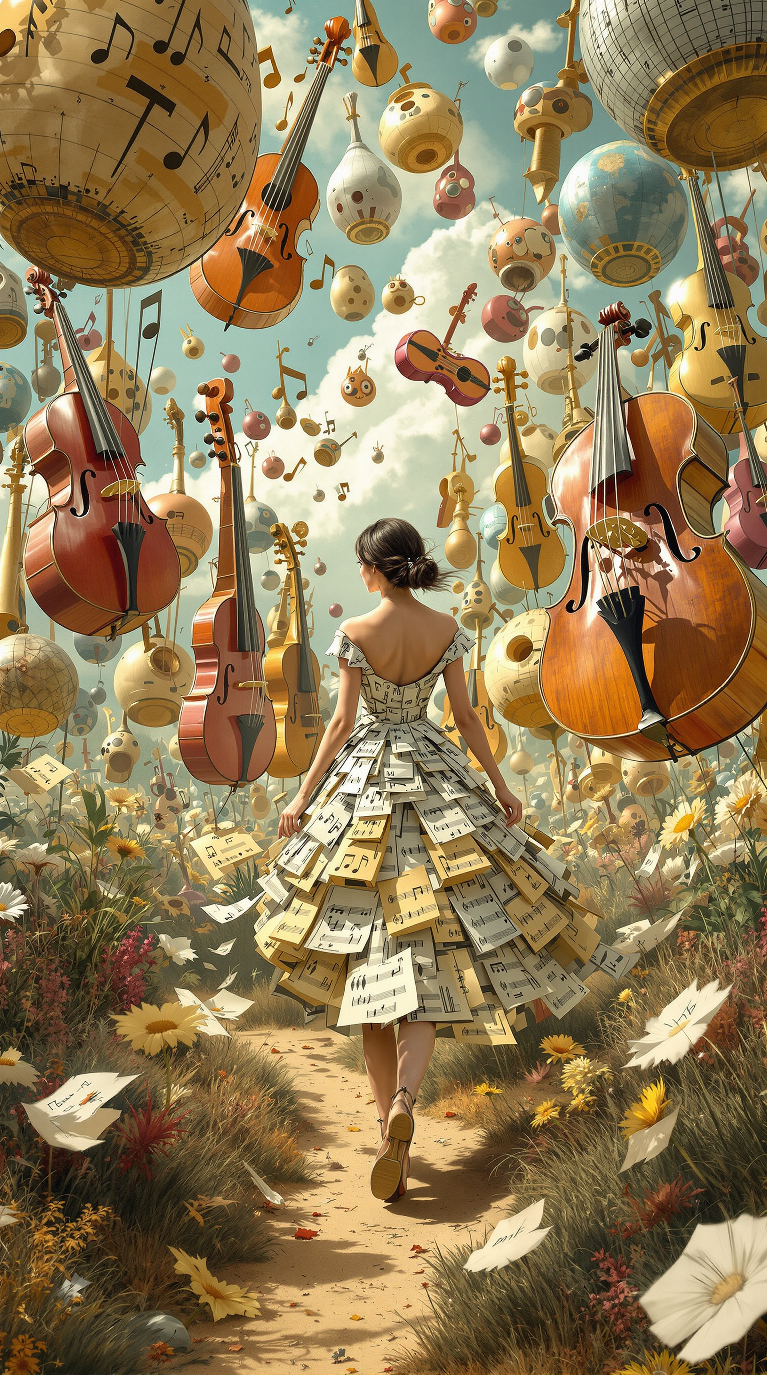 FLUX prompt: 26. A whimsical, full-body scene of a woman ...