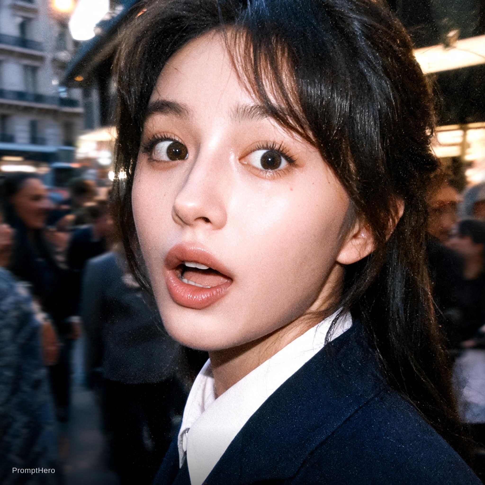 Seedream 5 prompt: Paparazzi-style extreme close-up photo of a woman ... - Seedream 5