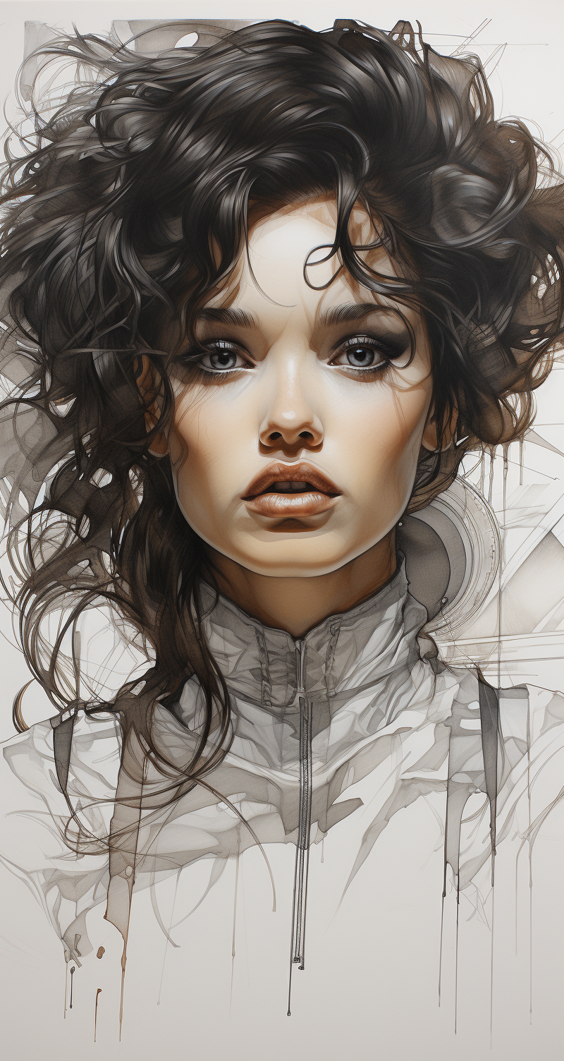 Midjourney prompt: pencil sketch in the style of beautiful women, clo... - Midjourney