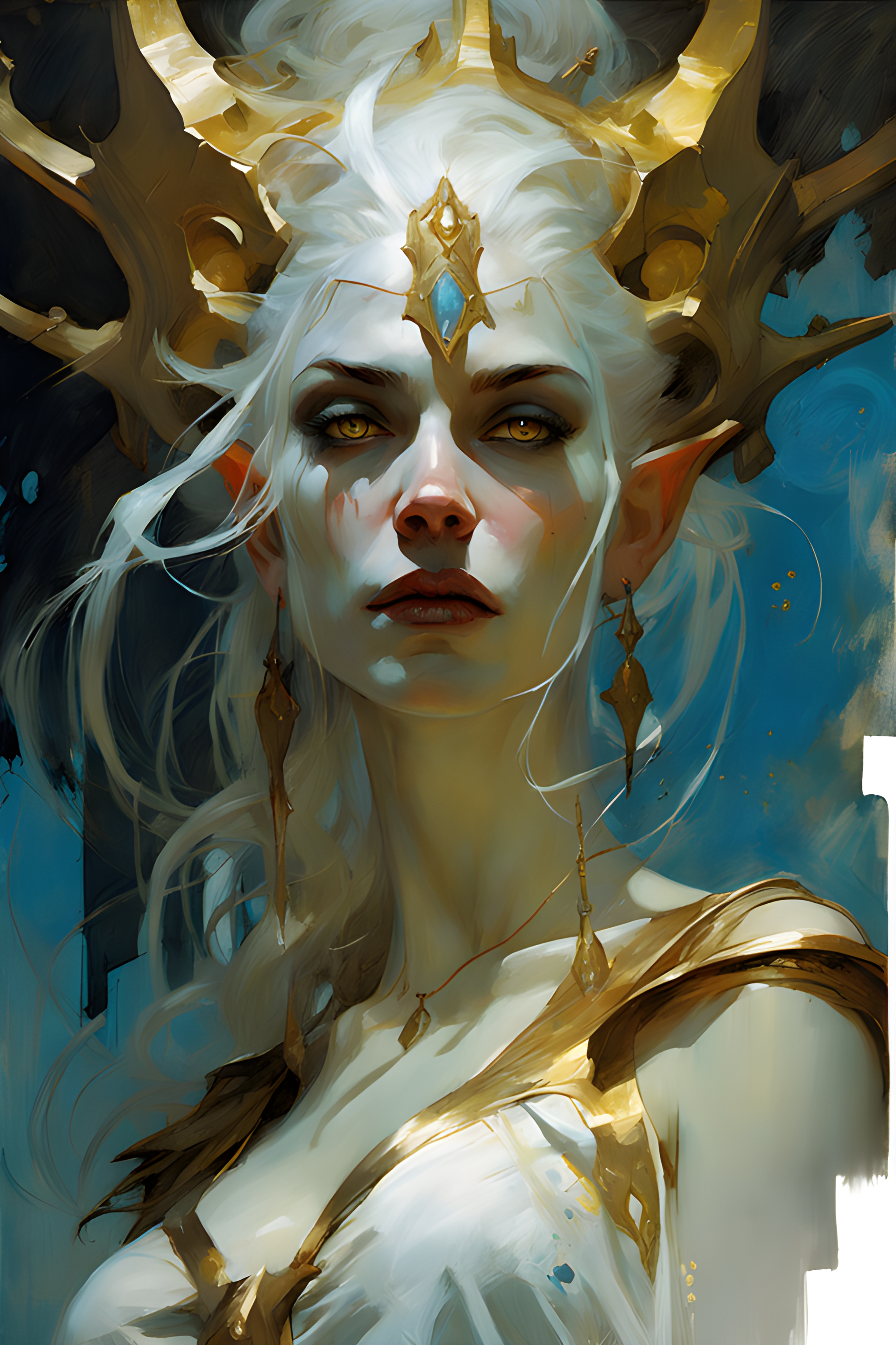 AI generated: Stable Diffusion prompt: 3000 paradise, portrait of queen Azshara, pale whi... (Stable Diffusion - Character Design)