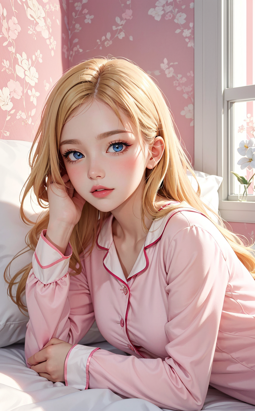 AI generated: Cute girl in bed (Stable Diffusion - Anime)