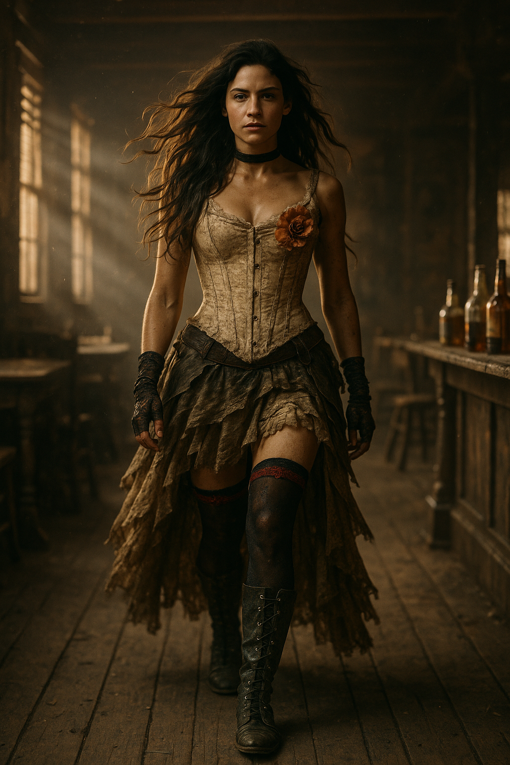 Sora prompt: A cinematic scene of a fierce, confident woman in ... - Sora