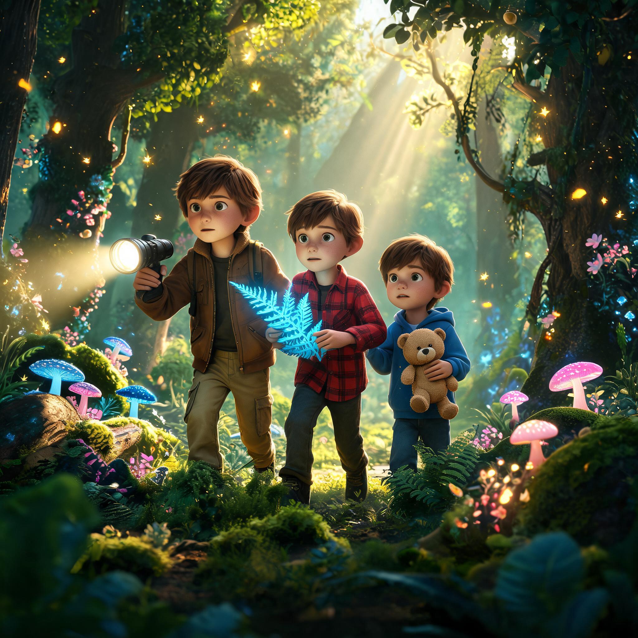 AI generated: Seedream 5 prompt: “3 brave boys, all brothers, aged 11, 9 and 7 expl... (Seedream 5 - Landscapes)