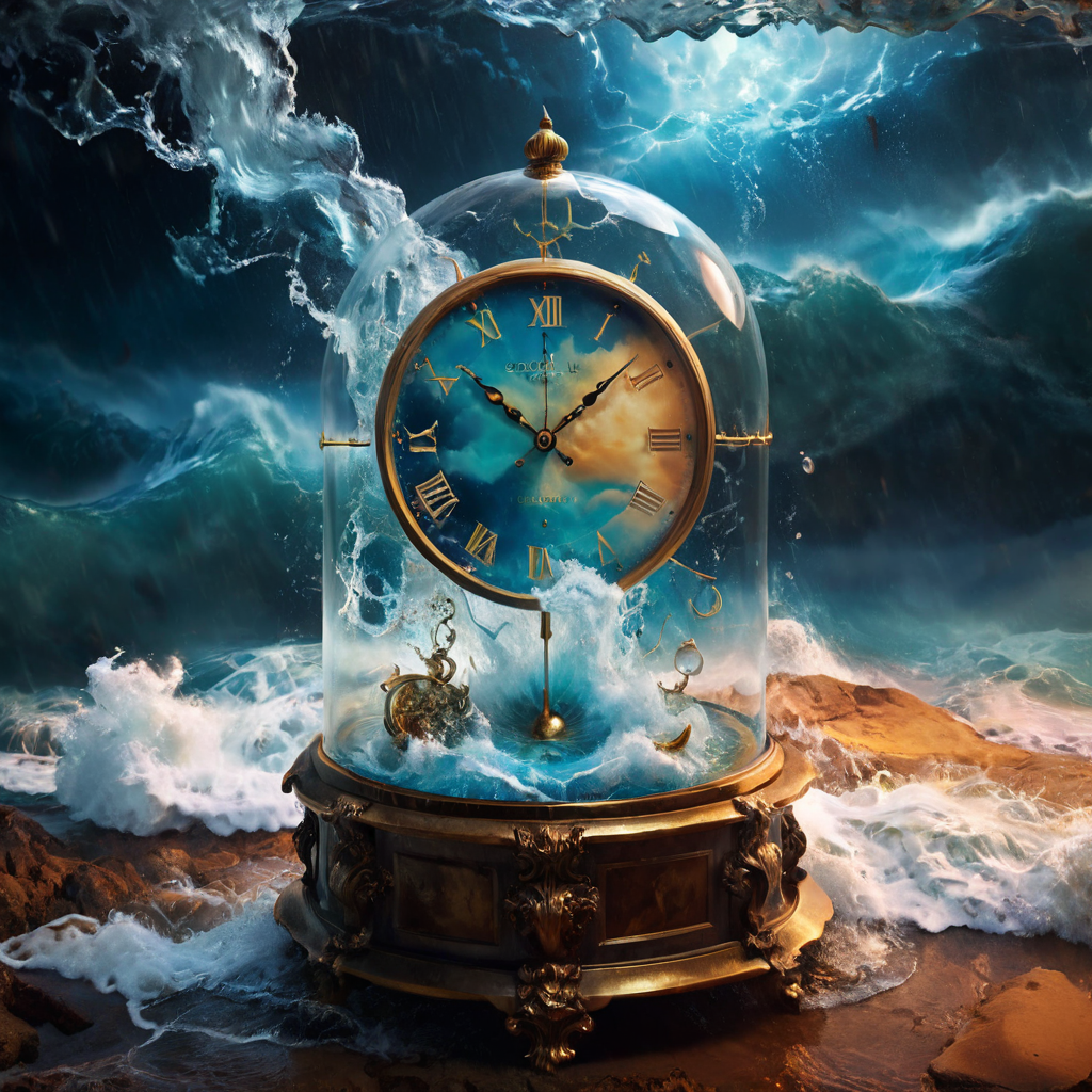 صورة مولدة بالذكاء الاصطناعي: Stable Diffusion prompt: Time flows backward as a clock melts into a Salvad... (نموذج Stable Diffusion - تصوير فوتوغرافي)