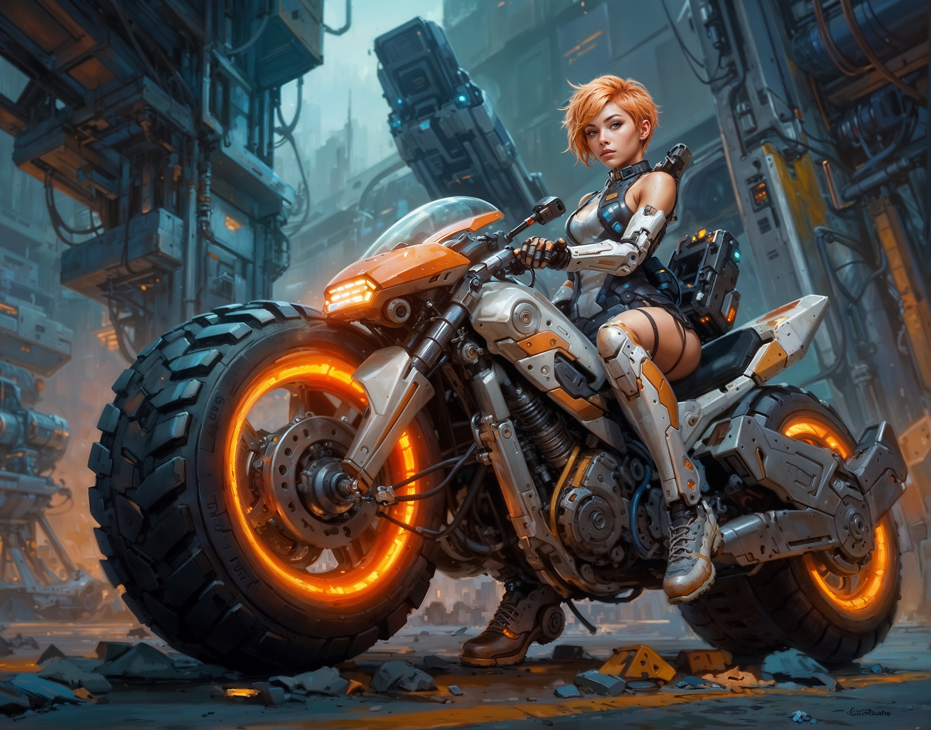 AI generated: Futuristic Biker (SD XL - Concept Art)